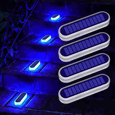 Solar LED Deck Lights 4 Pack Blue(Rectangle)