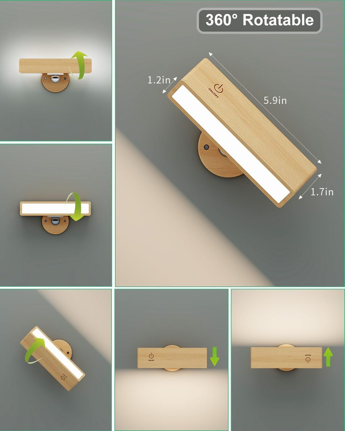 LED Wall Reading Light (Solid Beech Wood)-2 Pack with Remote Control LED Wall Reading Light (Solid Beech Wood)-2 Pack with Remote Control