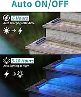 Solar LED Step Lights 4 Pack Blue(Rectangle-One Side) Solar LED Step Lights 4 Pack Blue(Rectangle-One Side)