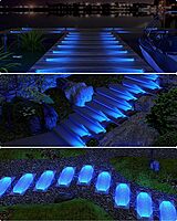 Solar LED Step Lights 4 Pack Blue(Rectangle-One Side) Solar LED Step Lights 4 Pack Blue(Rectangle-One Side)