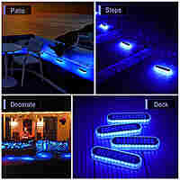 Solar LED Deck Lights 4 Pack Blue(Rectangle) Solar LED Deck Lights 4 Pack Blue(Rectangle)