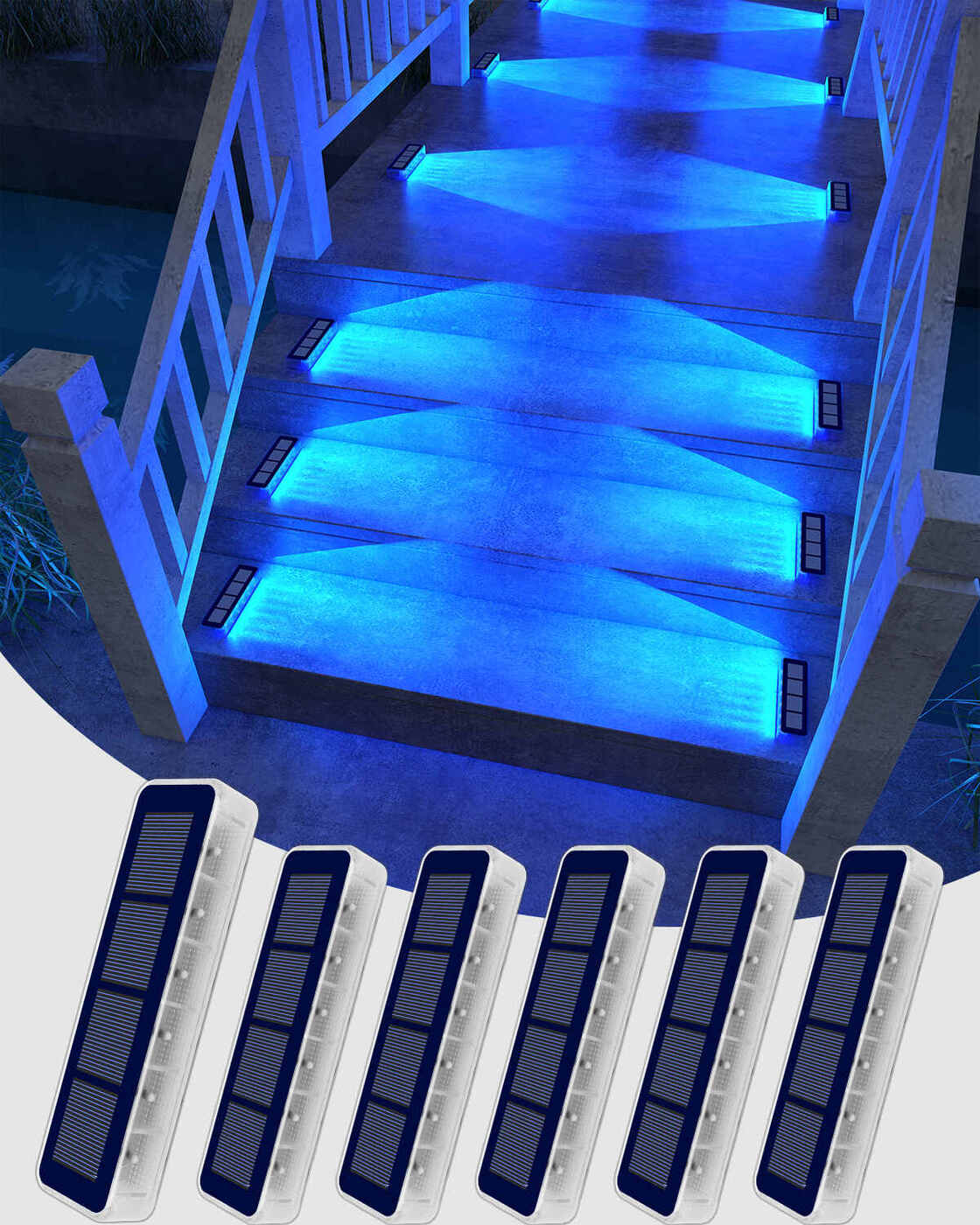 Solar LED Step Lights 4 Pack Blue(Rectangle-One Side) Solar LED Step Lights 4 Pack Blue(Rectangle-One Side)